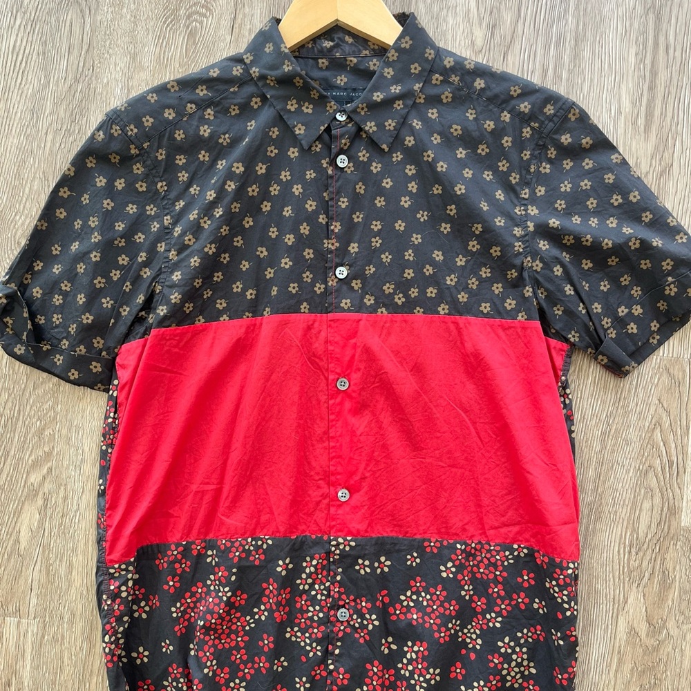 Marc Jacobs Black and Red Floral Shirt